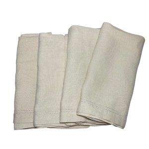 Williams Sonoma Hemstitched Linen Flax Beige Machine Washable 20”